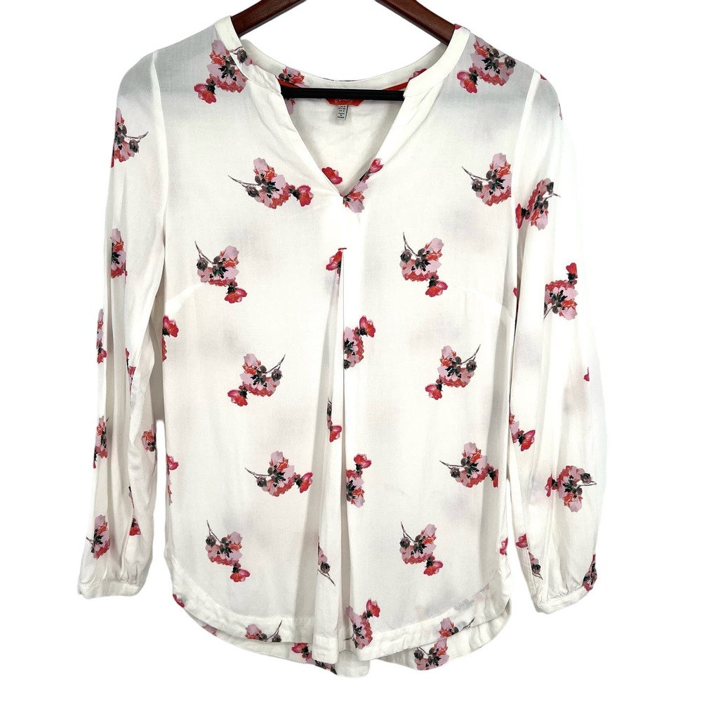 Joules Womens Size US 4 Pink Floral Blouse Shirt Top Lightweight Summer Tropical